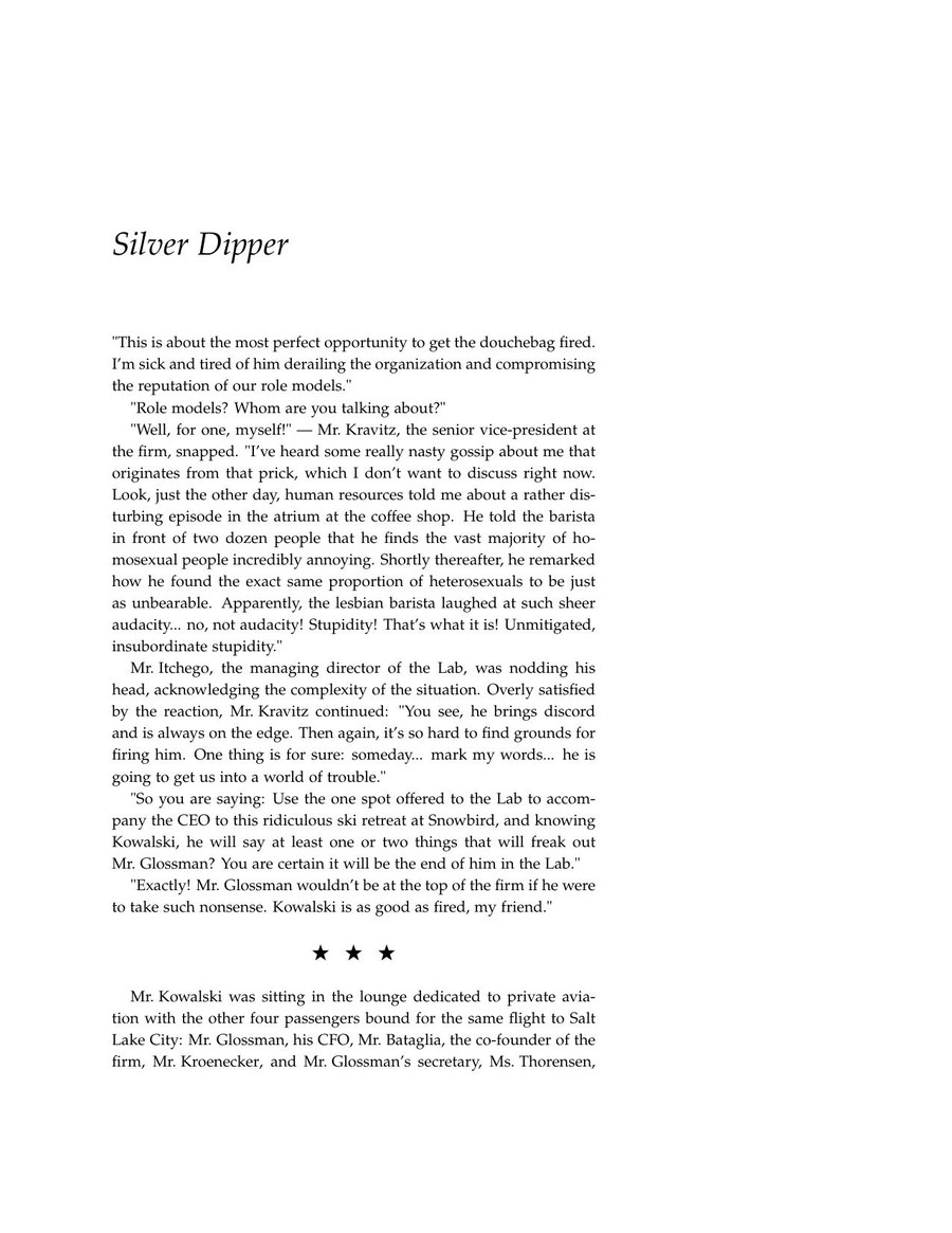 The first page of the chapter Silver Dipper